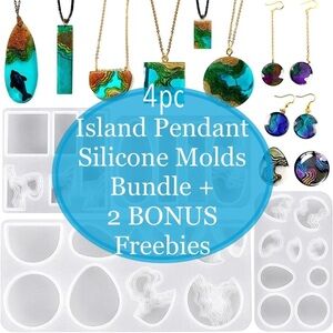 4 ISLAND OCEAN SILICONE MOLDS RESIN SOAPS WAX MELTS MORE BUNDLE DIY -2 FREEBIES